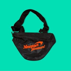 Vintage Newport Men's Black Belt Bag with Orange Logo